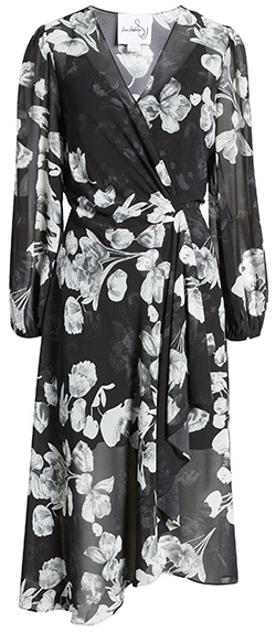 Sam Edelman Long Sleeve Faux Wrap Midi Dress | 40plusstyle.com
