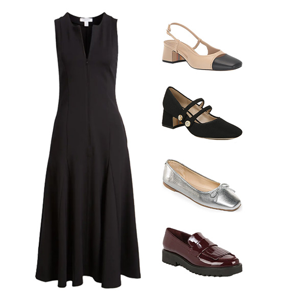 Shoes to wear with a-line dresses | 40plusstyle.com