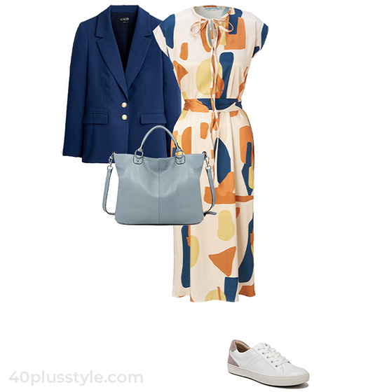 Blazer and dress outfit | 40plusstyle.com