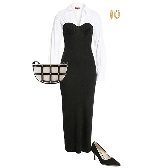 Italian inspired outfit: bustier dress and pumps | 40plusstyle.com