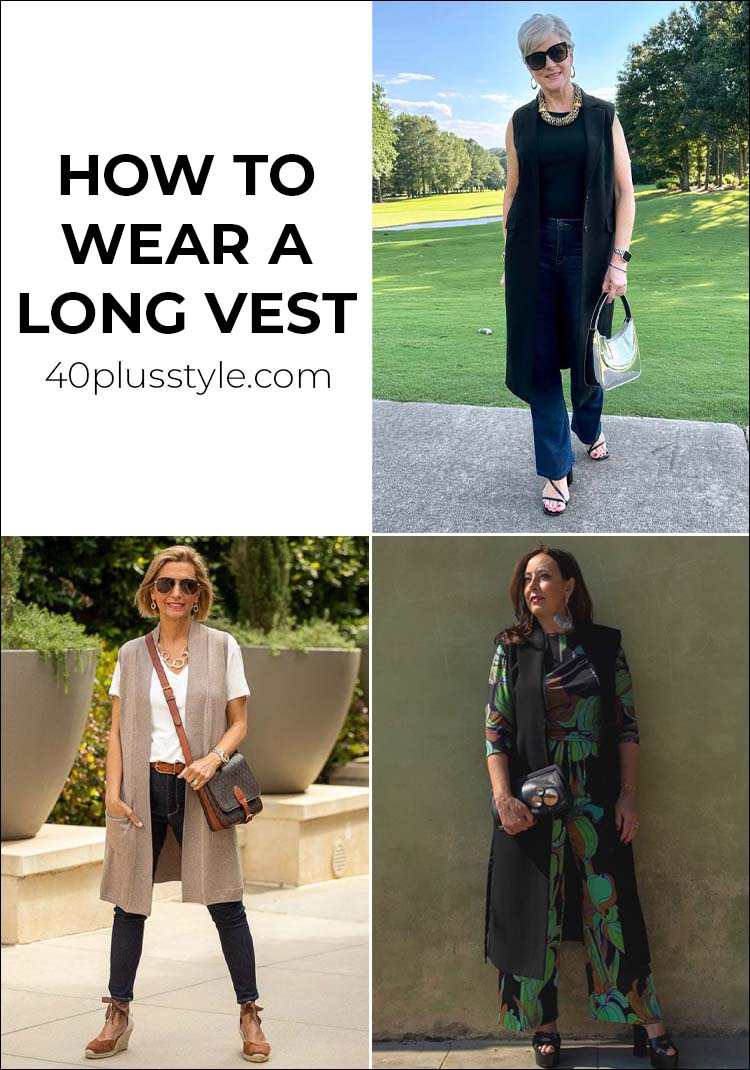 How to wear a long vest - you will love all these options and ideas! | 40plusstyle.com
