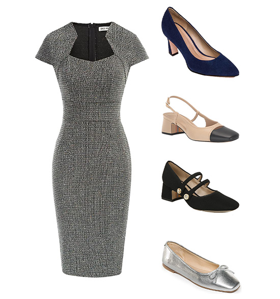 Shoes to wear with a pencil dress | 40plusstyle.com