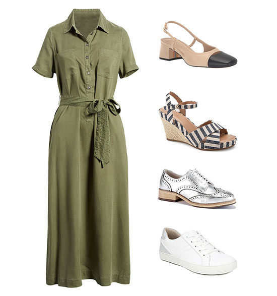 Shoes to wear with a shirt dress | 40plusstyle.com