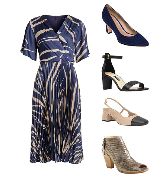Shoes to wear with a wrap dress | 40plusstyle.com