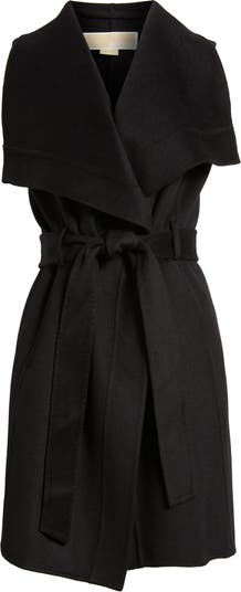 Michael Kors Tie Belt Oversize Wool Blend Vest | 40plusstyle.com