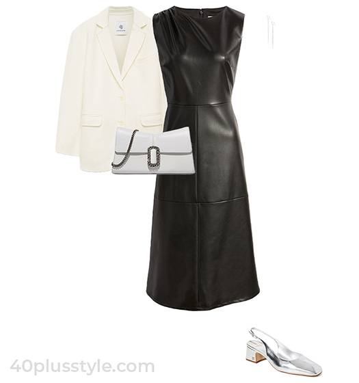 Leather dress and blazer | 40plusstyle.com