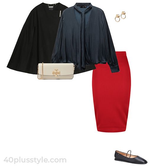Cape with a pencil skirt | 40plusstyle.com