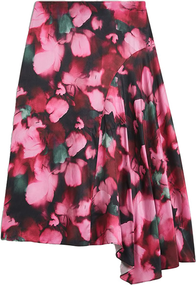 Ted Baker London Lizziee Asymmetric Petal Print Midi Skirt | 40plusstyle.com