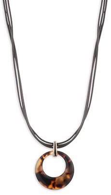 Lauren Ralph Lauren Tortoise Circle Cord Pendant Necklace | 40plusstyle.com