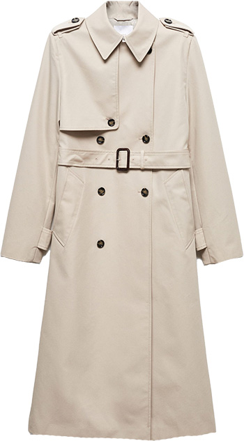Mango Waterproof Double Breasted Trench Coat | 40plusstyle.com