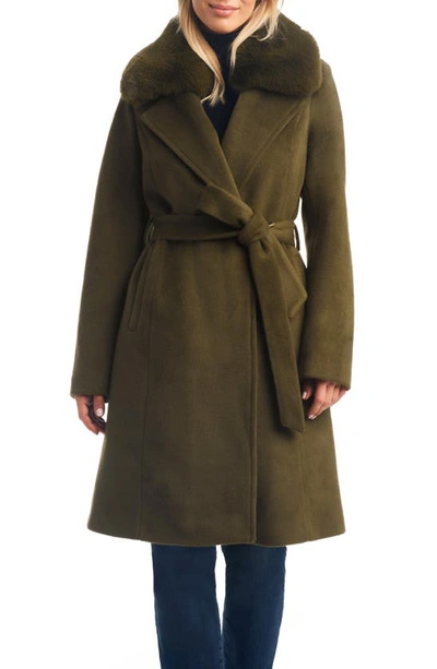 Vince Camuto Double Breasted Coat with Removable Faux Fur Collar | 40plusstyle.com