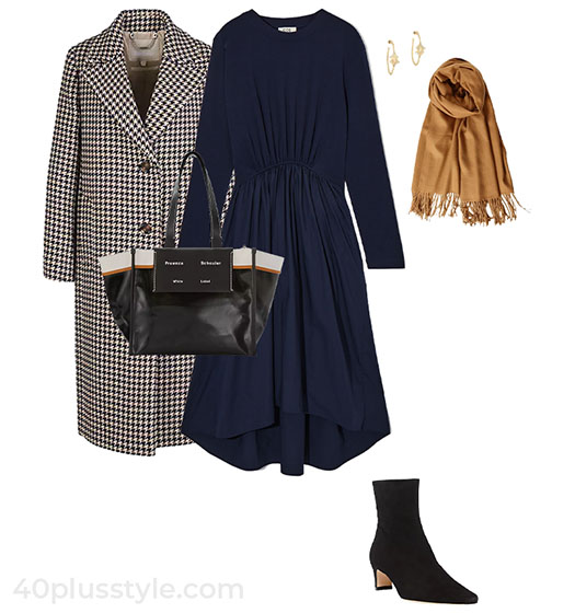Dress with a long coat | 40plusstyle.com