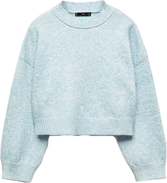 Mango Puffed Sleeve Crop Sweater | 40plusstyle.com