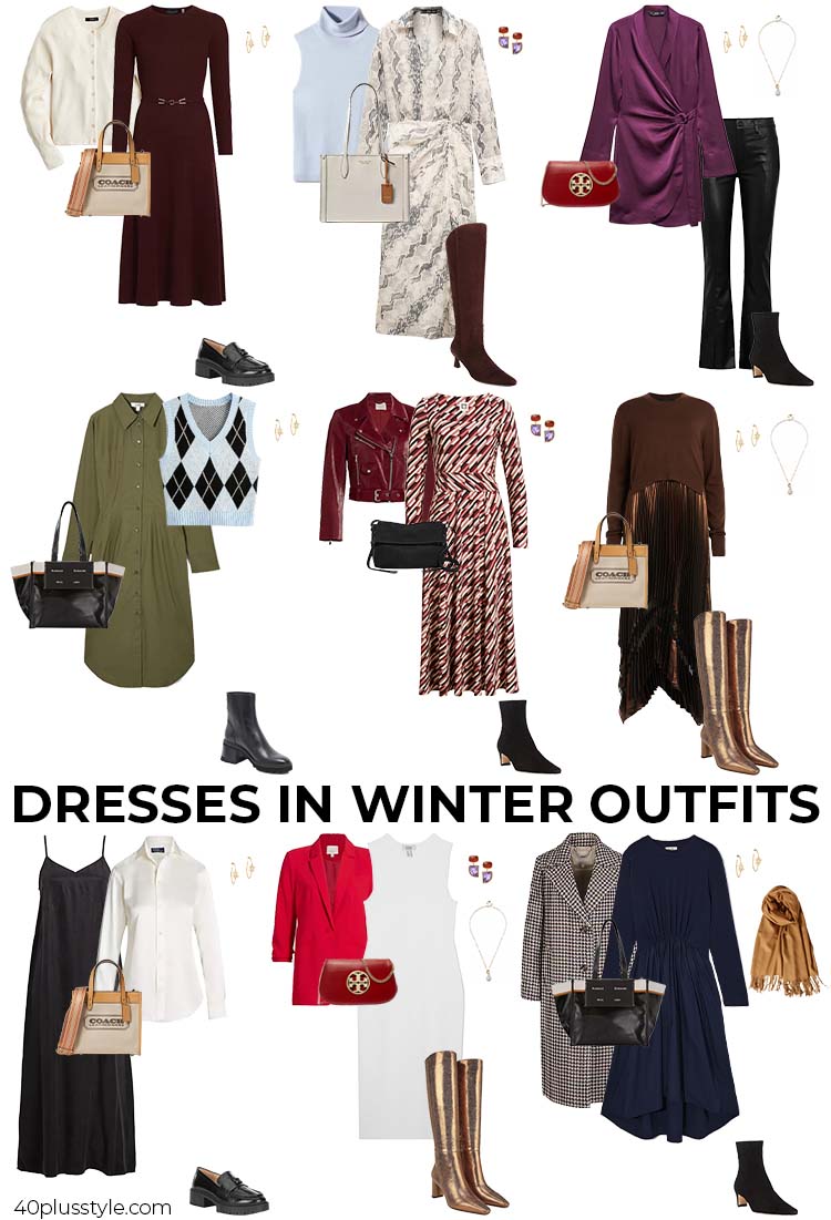 Dresses in winter outfits | 40plusstyle.com