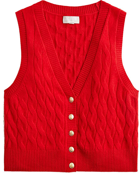 J.Crew Cashmere Shrunken Cable Knit Sweater Vest | 40plusstyle.com