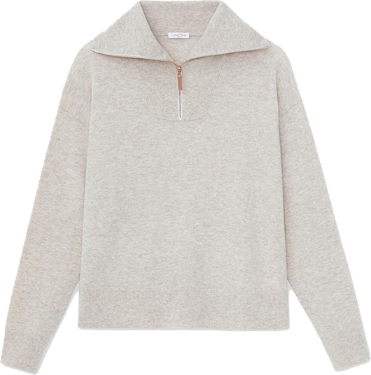 Lafayette 148 New York Half-Zip Merino Wool & Cashmere Sweater | 40plusstyle.com