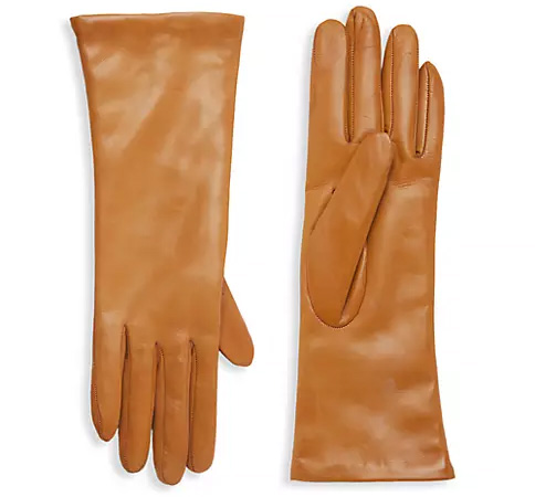 Gift ideas for women: Saks Fifth Avenue COLLECTION Cashmere-Lined Leather Gloves | 40plusstyle.com
