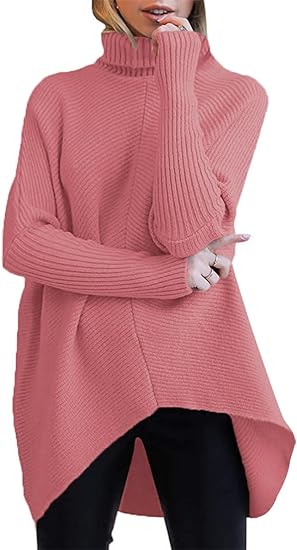 Sweaters for women: ANRABESS Turtleneck Oversized Sweater | 40plusstyle.com