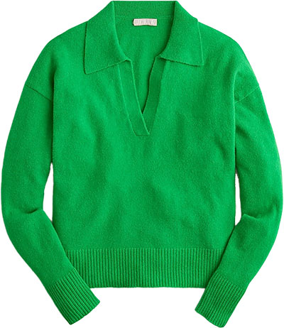 Sweaters for women: J.Crew Collared V-Neck Sweater in Supersoft Yarn | 40plusstyle.com