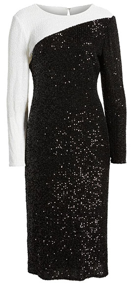 Anne Klein Colorblock Sequin Long Sleeve Dress | 40plusstyle.com