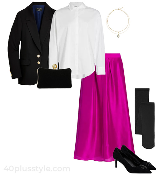 Blazer and skirt outfit | 40plusstyle.com
