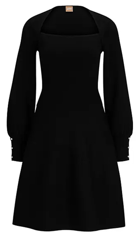 BOSS Long Sleeved Square Neckline Knitted Dress | 40plusstyle.com