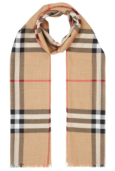 Burberry Giant Check Print Wool & Silk Scarf | 40plusstyle.com