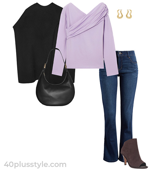 Cape and jeans outfit | 40plusstyle.com