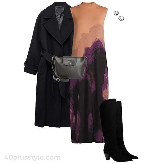 A coat and midi dress | 40plusstyle.com