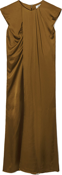 Dresses to hide your tummy: COS Draped Cap-Sleeve Midi Dress | 40plusstyle.com