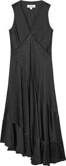 COS Asymmetric Satin Midi Dress | 40plusstyle.com