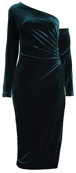 Donna Karan New York Social Occasion Asymmetric Velvet Cocktail Dress | 40plusstyle.com