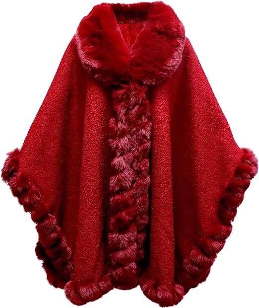 How to cover up a formal outfit: Gragengs Faux Rabbit Fur Cardigan Cloak | 40plusstyle.com