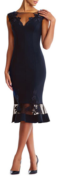 Aidan Mattox by Adrianna Papell Floral Lace Illusion Mesh Cocktail Dress  | 40plusstyle.com