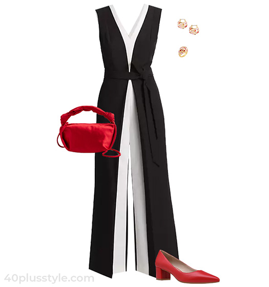Christmas party outfit: jumpsuit | 40plusstyle.com