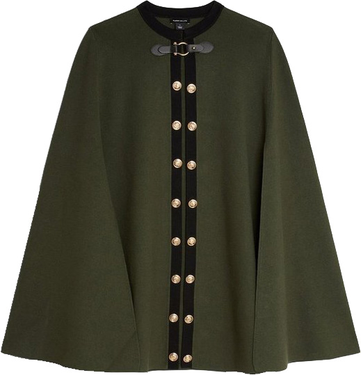 How to cover up a formal outfit: Karen Millen Viscose Blend Military Trim Knitted Cape | 40plusstyle.com