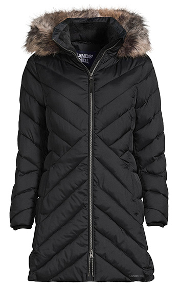 Warmest winter coats for women: Lands' End Insulated Cozy Fleece Lined Winter Coat | 40plusstyle.com