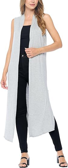 Dresses to hide your tummy: Isaac Liev Sleeveless Cardigan | 40plusstyle.com
