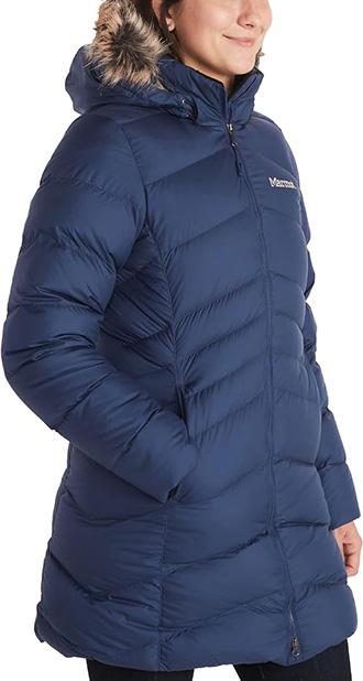 Marmot Montreal Mid-Thigh Length Down Puffer Coat | 40plusstyle.com