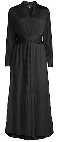 Perfect little black dress: Misook Pleated Fit & Flare Maxi Dress | 40plusstyle.com