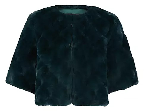 BCBGMAXAZRIA Faux Fur Quilted Plush Shrug | 40plusstyle.com