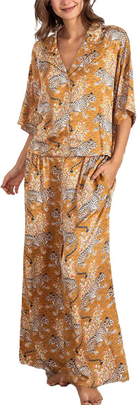 Best pajamas for women: Printfresh Bagheera Satin Pajama Set | 40plusstyle.com