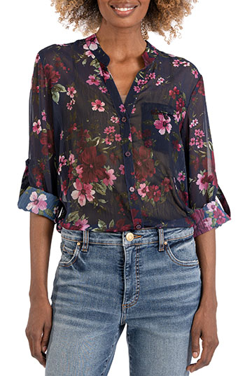 Black Friday deals - KUT from the Kloth Jasmine Chiffon Button-Up Shirt  | 40plusstyle.com