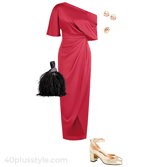 Christmas party outfit: red dress | 40plusstyle.com