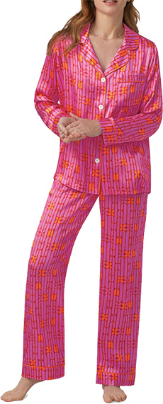 Trina Turk x Bedhead Pajamas Geometric-Print Silk Satin Pajama Set | 40plusstyle.com