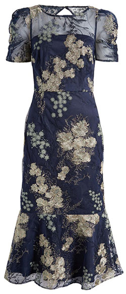 JS Collections Hope Floral Embroidered Cocktail Dress | 40plusstyle.com