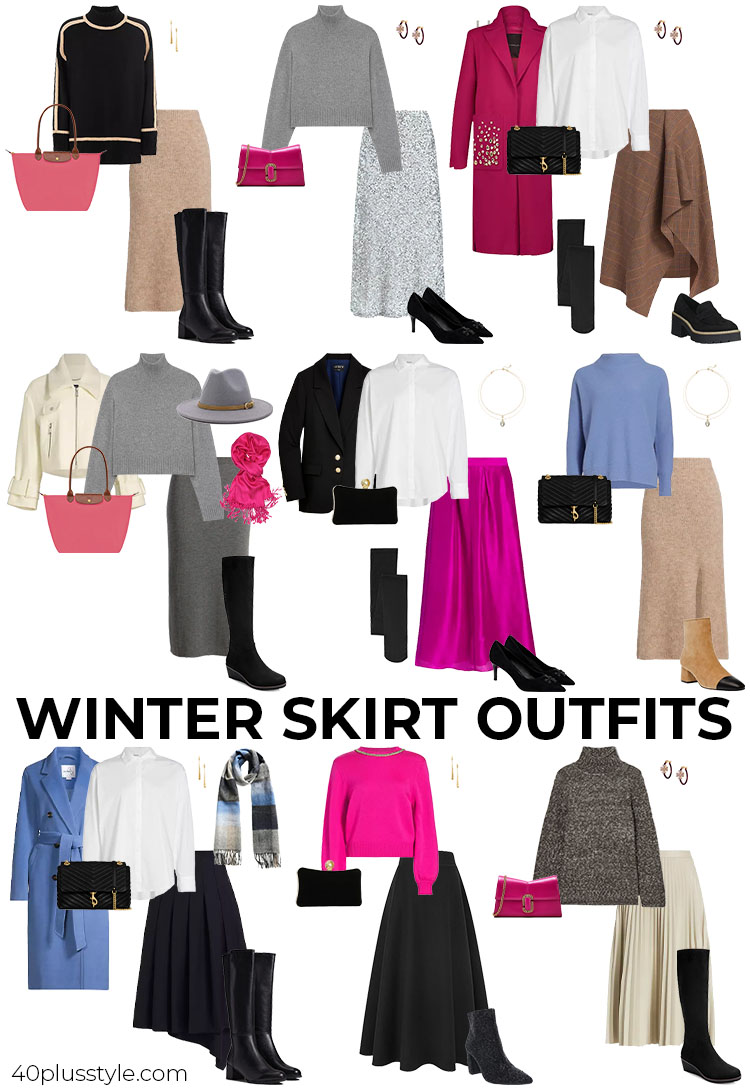 Winter skirt outfits | 40plusstyle.com