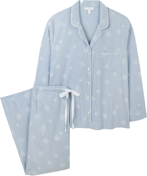 The White Company Brushed Cotton Snowflake Pajama Set | 40plusstyle.com