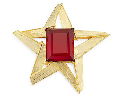 Kenneth Jay Lane 22K-Gold-Plated & Glass Ruby Star Brooch | 40plusstyle.com
