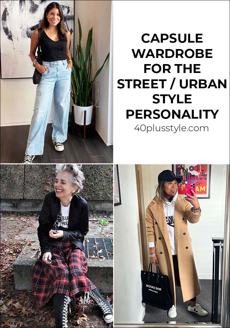 A style guide and capsule wardrobe for the street/urban style personality | 40plusstyle.com